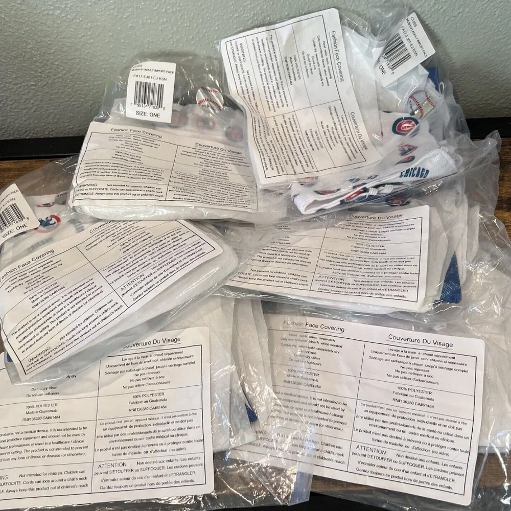 Chicago Cubs MLB Adult Face Covering Mask 3 Pack Washable LOT OF 21 TOTAL